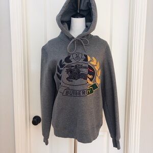 Luxury Charcoal Hoodie with Embroidered Crest